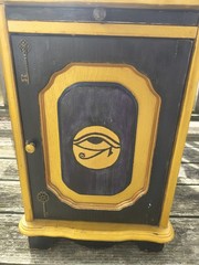 Upcycled Seller Refurb. Alchemy Cabinet , Gemstones, Egyptian Symbols, Mona Lisa