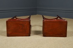 Antique English Victorian Small Pair Mahogany Bedsides Locker Tables Nightstands