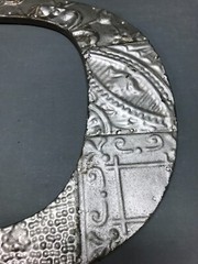 Decorative Salvage Tin Ceiling 16″ Patchwork Silver Metal VTG Letter D 1787-24B