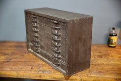 Antique 15 Drawer Wood Apothecary Cabinet Vintage Tool Box typeset watchmaker