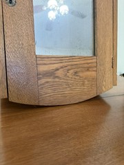 Antique Oak Medicine Cabinet with Mirror Skeleton Key 1900s Arts & Crafts Period