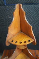 Antique Mahogany 3 Tier Corner Hanging Shelf Pipe Rack Display Stand 28″