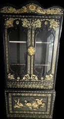 Vintage Korean 1960’s Black Lacquer Chinoiserie Display Cabinet