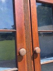 antique sheraton dutch cupboard step back cabinet 2pc softwood country farm