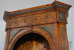 68103: Italian Continental Distressed Finish 2 Piece Bookcase Cabinet