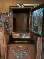 Antique Hutch Cabinet- stained glass
