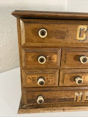 Vintage Crowley’s Needles Wood Cabinet – Antique 12 Drawer Cabinet