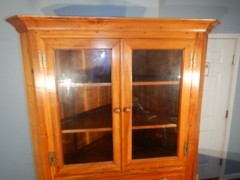 Rustic Solid Walnut Corner Cabinet Brass H Hinges Country Federal