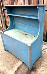 Antique 19th Cent Primitive Pine Blue Painted Cupboard Grain Box Sink we Deliver