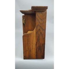 Handmade Oak Wall Cabinet Stained Slag Glass Doors Shelving 32in Cabin Kitchen