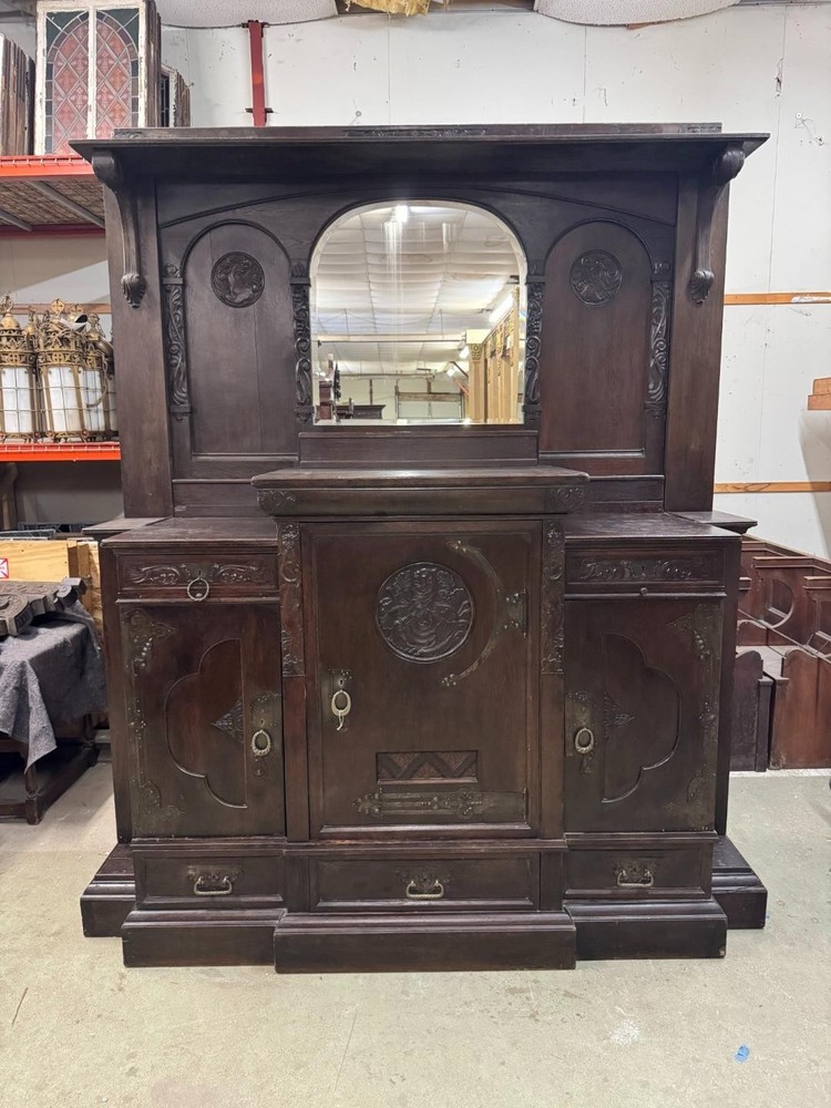 ANTIQUE OAK GERMAN NEO CLASSICAL SERVER – BAR CABINET – BL548