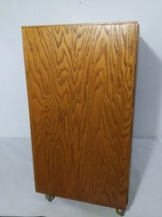Vintage Rustic Country Mission Oak Wood Rolling Cabinet Dry Sink Bar Cart Shelf