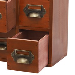 12 Drawers Wooden Desktop Organizer Home Storage Case Cosmetic Dresser Box Brown