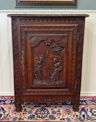 Antique French Breton Jam Cabinet Cupboard Storage Drawer Carved Oak 19th C