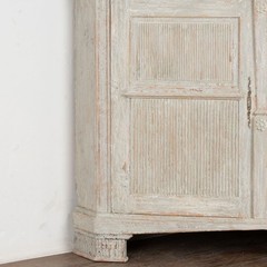 Large 19th Century Swedish Gray Gustavian Pine Corner Cabinet
