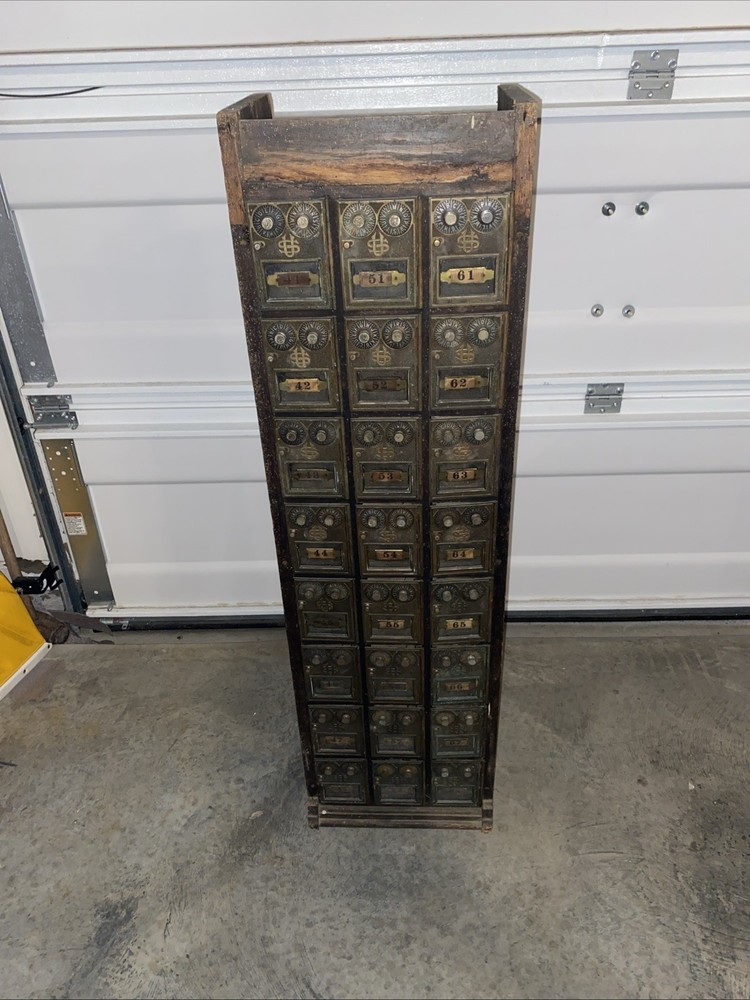Antique Post Office Boxes Metal Cabinet Vintage United States P.O. Box 24 Door