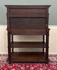 Antique French Buffet Server Sideboard Barley Twist Dark Oak Drawers 4 Tier 19C