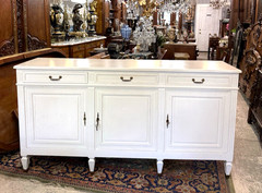 French Antique Louis XVI Painted White Sideboard / Buffet