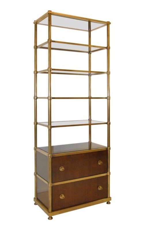 Brass and Walnut Frasier Etagere By Baker Laura Kirar Collection Shelf