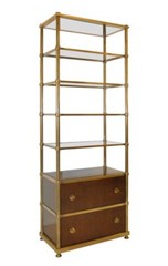 Brass and Walnut Frasier Etagere By Baker Laura Kirar Collection Shelf