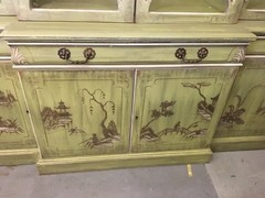 Karges Green and Gold Chinoiserie China Cabinet