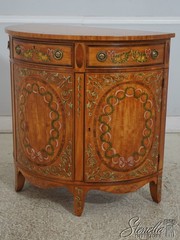 F70335: WELLINGTON HALL Satinwood Adams Painted Demi Lune Cabinet