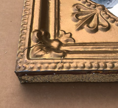VTG Decorative Salvaged Tin Ceiling Gold 23″ SQ. Thick Metal Mirror Old 1614-25B