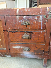 antique vintage industrial workbench cabinet tv stand table cleveland ohio 1920