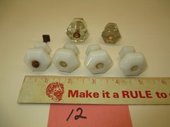 VINTAGE HOOSIER CABINET GLASS DRAWER PULL / KNOB LOT # 12