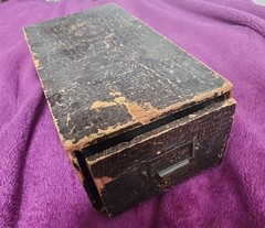 Vintage Mock Faux Crocodile Wooden Stationary Drawer Filing Desk Top