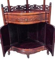 Vintage Chinese Solid Rosewood Corner Etagere Cabinet Carved Whatnot Shelf Heavy