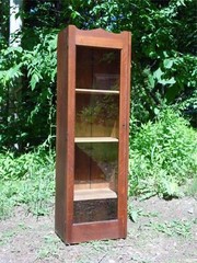 Antique Solid Oak Glass Front Chimney Cabinet Bookcase Display Case Cupboard