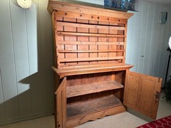 Antique Irish Step Back 2 Piece Pine Hutch