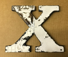 Decorative Salvaged Tin Ceiling 8″ Patchwork Shabby White Letter X Metal 189-26B