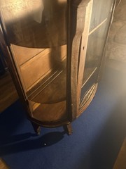 Antique Tiger Oak Curved‑Glass China Cabinet – C.M. Bolt Co. Buffalo NY