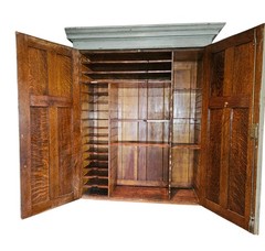 Orig. Paint, 19th c. Scandinavian Raised Panel Office Cabinet Signed/Dated