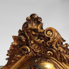 Giltwood Bombay Serpentine Vitrine With Verdis Martin Panels c1890