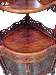 Vintage Chinese Solid Rosewood Corner Etagere Cabinet Carved Whatnot Shelf Heavy