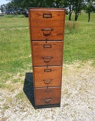 Antique Oak Four Drawer File Cabinet 1920s Lot 2