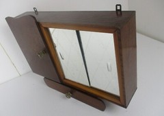 Double Apothecary Bathroom Medicine Kitchen Cabinet Wood Sliding Doors Art Deco