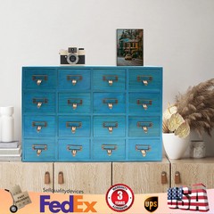 16 Drawers Apothecary Cabinet Library Card Catalog Cabinet Tabletop Vintage Apot