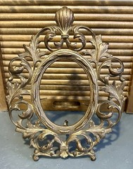 Antique Victorian Gilt Iron Oval Mirror or Picture Frame