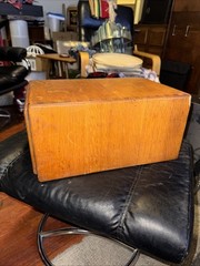 Vtg 1 Drawer Library Card Catalog Box Index File 15x10x7 Dovetail 5×8 Card