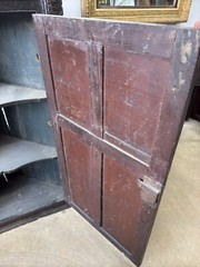 antique hanging corner cupboard pilgrim carved oak primitive 17th century