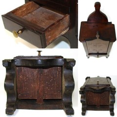 Antique 19th c. French Salt Box, Cabinet, 17 5/8″ Tall, Carved Country French