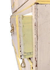 Antique paint decorated cupboard linen press Georgian 18th century