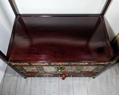 Vintage Asian Oriental Pagoda Style Display Cabinet with Shelf, Drawers