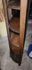 Antique Oak Curio Cabinet Display Stand Shelf No Glass Bow Curved Front Barber