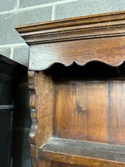 antique Georgian chippendale oak pewter cupboard cabinet 2pc fluted