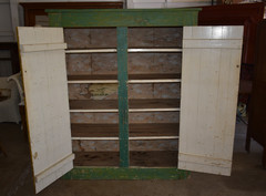 Antique Primitive Pie Safe Kitchen Cupboard Green Yellow Jelly Cabinet Pantry